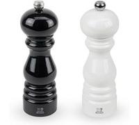 Paris Duo de moulins à poivre et à sel manuels en bois laqué noir et laqué blanc 18 cm - 7' G