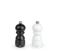 Paris Duo de moulins à poivre et à sel manuels en bois noir mat et blanc mat 12 cm - 4.75" Peugeot
