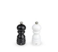 Paris Duo de moulins à poivre et à sel manuels en bois noir mat et blanc mat 12 cm - 4.75" Peugeot