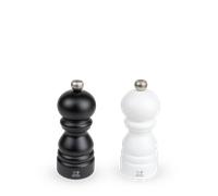 Paris Duo de moulins à poivre et à sel manuels en bois noir mat et blanc mat 12 cm - 4.75" Peugeot