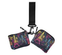 Paris Earth Countries Lot de 2 porte-monnaie pour femme avec fermeture éclair et poche à fermeture éclair, pays de la terre de paris, couleurs vives, 1 size, Décontracté
