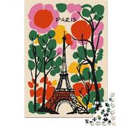 Paris Eiffel Tower Colorful Illustration Plaque Métallique Rustique 38x26cm/1000pcs pour Le Salon, Décoration Murale Destinée À Le Salon, Le Coin Lecture Et L’entrée
