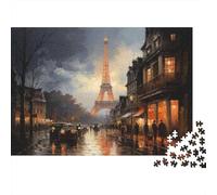 Paris Eiffel Tower Night Scene Plaque Murale en Métal 70x50cm/1000pcs pour Le Pub Ou Le Café, Décoration Murale Destinée À Le Pub, Le Café Et Le Coin Bar