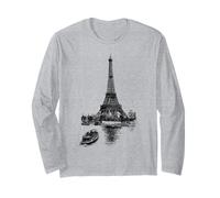 Paris Eiffel Tower T Shirt Vintage I Love Paris France Shirt Manche Longue
