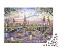 Paris Eiffel Tower View Colourful Paris Waterfront 1000 Pieces Jigsaw Puzzles for Adults Fun Activity for Rainy Days 52x38cm/1000pcs