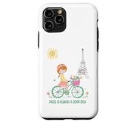 Paris est Toujours Une Bonne idée Jolie Fille à vélo Tour Coque pour iPhone 11 Pro