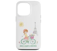 Paris est Toujours Une Bonne idée Jolie Fille à vélo Tour Coque pour iPhone 13 Pro