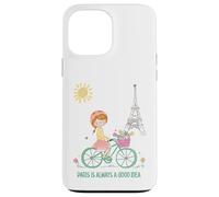 Paris est Toujours Une Bonne idée Jolie Fille à vélo Tour Coque pour iPhone 13 Pro Max