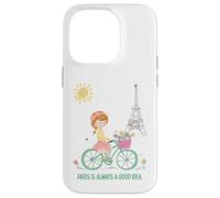 Paris est Toujours Une Bonne idée Jolie Fille à vélo Tour Coque pour iPhone 14 Pro