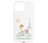 Paris est Toujours Une Bonne idée Jolie Fille à vélo Tour Coque pour iPhone 15