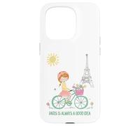 Paris est Toujours Une Bonne idée Jolie Fille à vélo Tour Coque pour iPhone 15 Pro