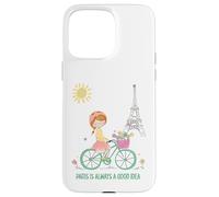 Paris est Toujours Une Bonne idée Jolie Fille à vélo Tour Coque pour iPhone 15 Pro Max