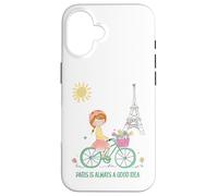 Paris est Toujours Une Bonne idée Jolie Fille à vélo Tour Coque pour iPhone 16