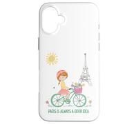 Paris est Toujours Une Bonne idée Jolie Fille à vélo Tour Coque pour iPhone 16 Plus