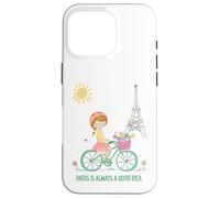 Paris est Toujours Une Bonne idée Jolie Fille à vélo Tour Coque pour iPhone 16 Pro