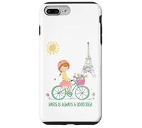 Paris est Toujours Une Bonne idée Jolie Fille à vélo Tour Coque pour iPhone 7 Plus/8 Plus