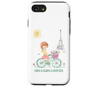 Paris est Toujours Une Bonne idée Jolie Fille à vélo Tour Coque pour iPhone SE (2020) / 7/8