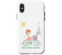 Paris est Toujours Une Bonne idée Jolie Fille à vélo Tour Coque pour iPhone X/XS