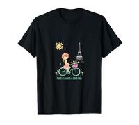 Paris est Toujours Une Bonne idée Jolie Fille à vélo Tour T-Shirt