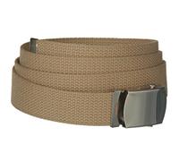 PARIS FASHION Ceinture Militaire US Army - Boucle métal argent - Longueur réglable 130 cm - Largeur 3 cm - Airsoft - Paintball - Outdoor (Beige)