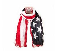 PARIS FASHION Foulard Cheche USA Drapeau Americain Vintage Tendance Collection Printemps Eté 2013-160 cm x 100 cm (Blanc Bleu Rouge)