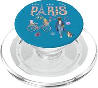 Paris Femme avec Vélo Tour Eiffel Floral PopSockets PopGrip pour MagSafe