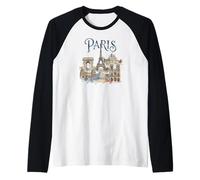 Paris France Monuments Aquarelle Manche Raglan