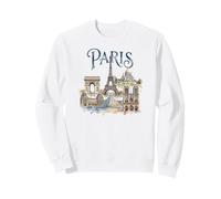 Paris France Monuments Aquarelle Sweatshirt