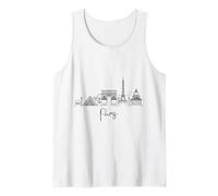 Paris France Skyline Europe Souvenirs de voyage Noir Paysage urbain Débardeur