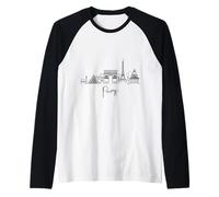 Paris France Skyline Europe Souvenirs de voyage Noir Paysage urbain Manche Raglan