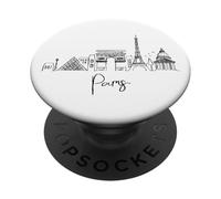 Paris France Skyline Europe Souvenirs de voyage Noir Paysage urbain PopSockets PopGrip Adhésif