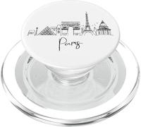Paris France Skyline Europe Souvenirs de voyage Noir Paysage urbain PopSockets PopGrip pour MagSafe