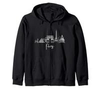 Paris France Skyline Europe Voyage Souvenirs Blanc Paysage urbain Sweat à Capuche
