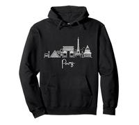 Paris France Skyline Europe Voyage Souvenirs Blanc Paysage urbain Sweat à Capuche