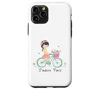 Paris France Souvenir Rétro Vélo Jolie Fille Vintage Cadeau Coque pour iPhone 11 Pro