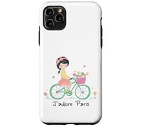 Paris France Souvenir Rétro Vélo Jolie Fille Vintage Cadeau Coque pour iPhone 11 Pro Max