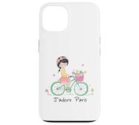 Paris France Souvenir Rétro Vélo Jolie Fille Vintage Cadeau Coque pour iPhone 13