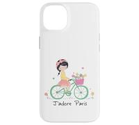 Paris France Souvenir Rétro Vélo Jolie Fille Vintage Cadeau Coque pour iPhone 14 Plus