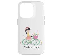 Paris France Souvenir Rétro Vélo Jolie Fille Vintage Cadeau Coque pour iPhone 14 Pro