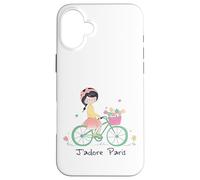 Paris France Souvenir Rétro Vélo Jolie Fille Vintage Cadeau Coque pour iPhone 16 Plus
