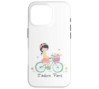 Paris France Souvenir Rétro Vélo Jolie Fille Vintage Cadeau Coque pour iPhone 16 Pro