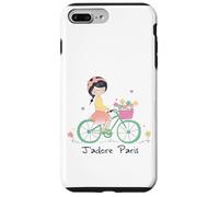Paris France Souvenir Rétro Vélo Jolie Fille Vintage Cadeau Coque pour iPhone 7 Plus/8 Plus