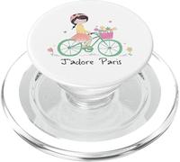 Paris France Souvenir Rétro Vélo Jolie Fille Vintage Cadeau PopSockets PopGrip pour MagSafe