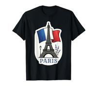 Paris France Tour Eiffel agitant Drapeau Lavande Lampadaire G T-Shirt Graphique avec Valeur