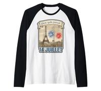 Paris France Tour Eiffel Bastille Jour 14 Juillet Vintage GR Manche Raglan