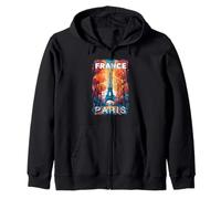 Paris France Tour Eiffel en Automne Graphique Romantique Vintage Sweat à Capuche