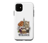 Paris France Tour Eiffel Fromage Vin Croissant Vintage GRAP Coque pour iPhone 11