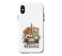 Paris France Tour Eiffel Fromage Vin Croissant Vintage GRAP Coque pour iPhone X/XS