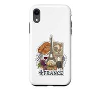 Paris France Tour Eiffel Fromage Vin Croissant Vintage GRAP Coque pour iPhone XR