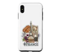 Paris France Tour Eiffel Fromage Vin Croissant Vintage GRAP Coque pour iPhone XS Max